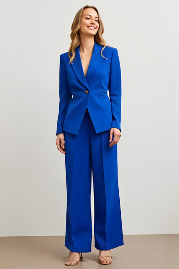 Royal Blue One Button 2 Piece Work Suit
